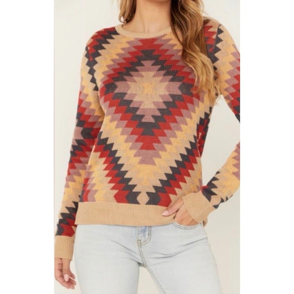 Cotton & Rye Sz S Southwestern Aztec Firestone Geometric Knit Sweater Cozy Comfy